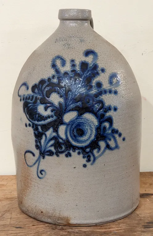 3 GAL SALT GLAZE COBALT DECORATED BEEHIVE JUG J&E NORTON BENNINGTON VERMONT