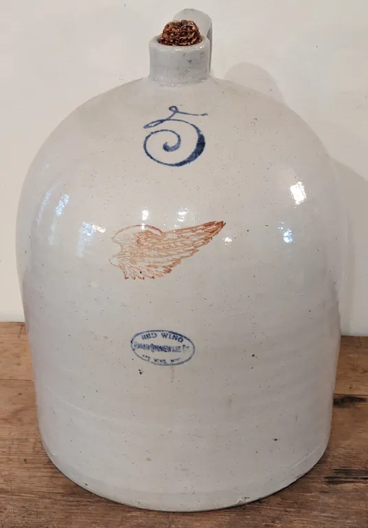 5 GAL RED WING STONEWARE BEEHIVE CROCK JUG