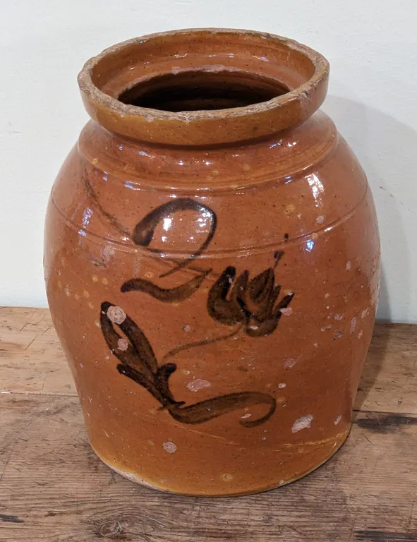 2 GAL SALT GLAZE ALBANY DECORATED STORAGE CROCK WHITEWATER WISCONSIN