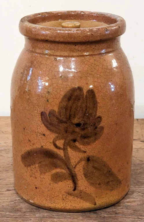 1 GAL SALT GLAZE ALBANY DECORATED STORAGE JAR CROCK BERLIN WISCONSIN