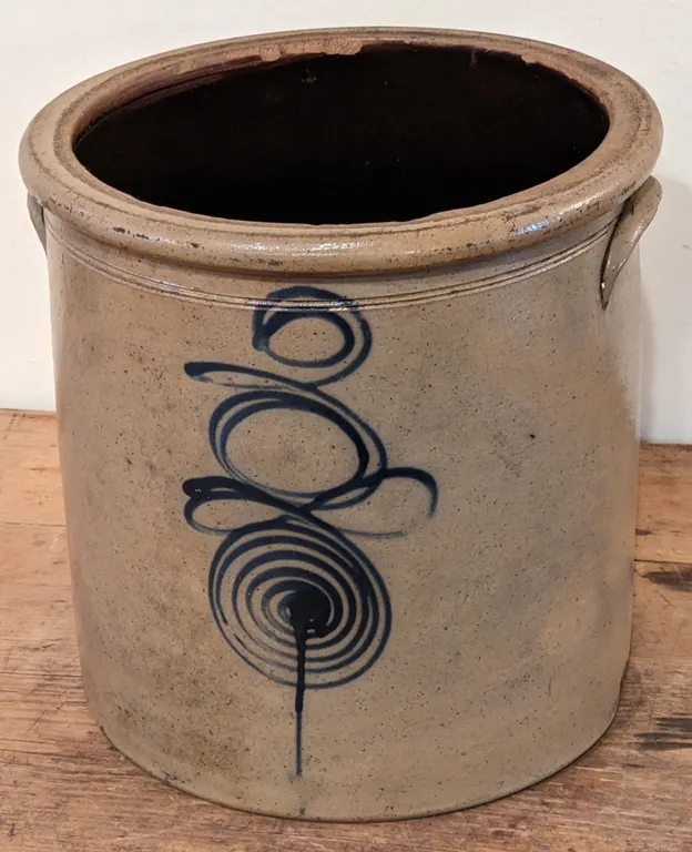 3 GAL SALT GLAZE STONEWARE COBALT DECORATED CROCK (OHIO)