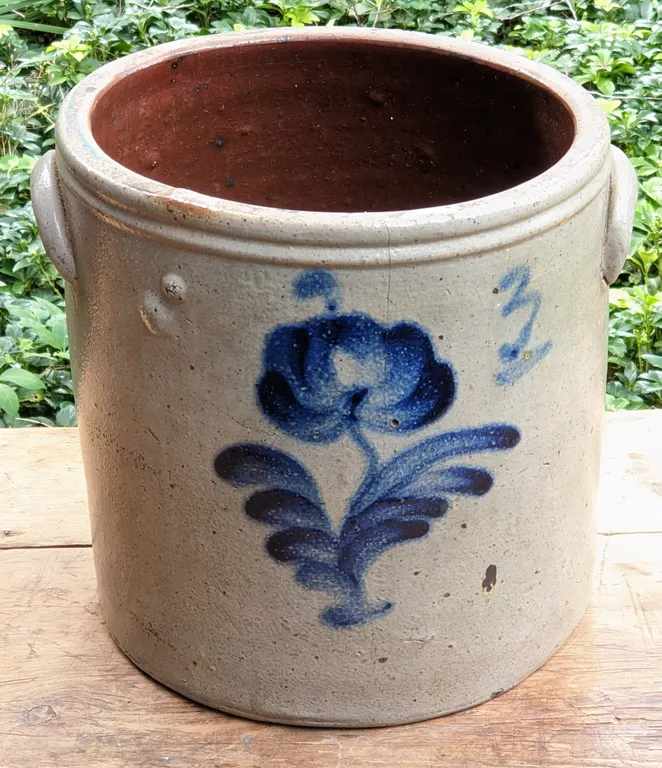 3 GAL SALT GLAZE COBALT DECORATED CROCK (BACHELDER - MENASHA)