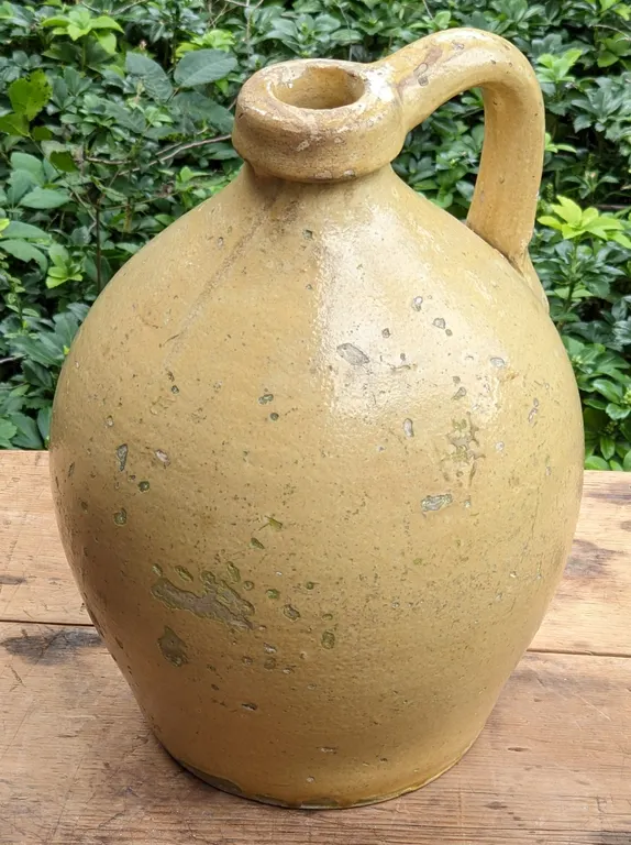 1 GAL SALT GLAZE OVOID CROCK JUG (WHITEWATER WISCONSIN)