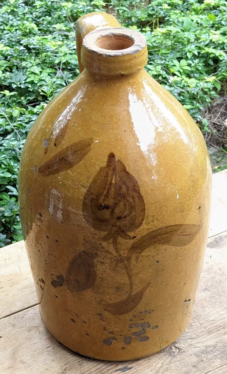 2 GAL SALT GLAZE ALBANY DECORATED BEEHIVE CROCK JUG (BERLIN WISCONSIN)