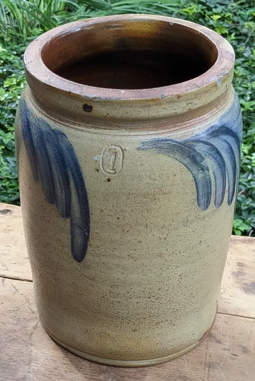 1 GAL SALT GLAZE COBALT DECORATED STORAGE JAR CROCK (BALTIMORE MARYLAND)