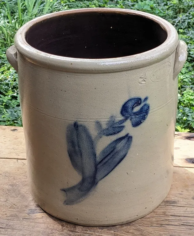 3 GAL SALT GLAZE COBALT DECORATED CROCK C. HERMANN MILWAUKEE WISCONSIN