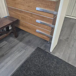 Wooden desk with white counter top, white top 43" high x 39.5" long, Wood 49 1/4" wide 36" high from floor