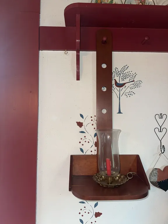Very unusual shaker style hanging wall shelf sconce/shelf