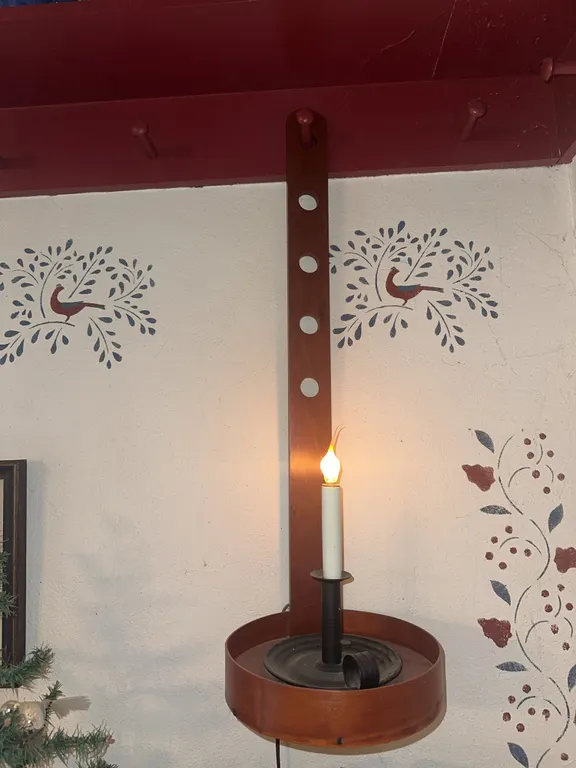 Very unusual shaker style hanging wall shelf sconce/shelf