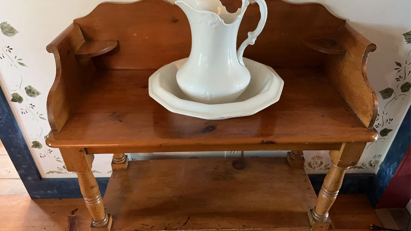 Vintage wash basin stand with pitcher + wash basin
