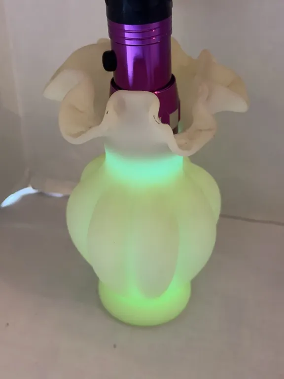 Fenton uranium glow ruffled edge vase