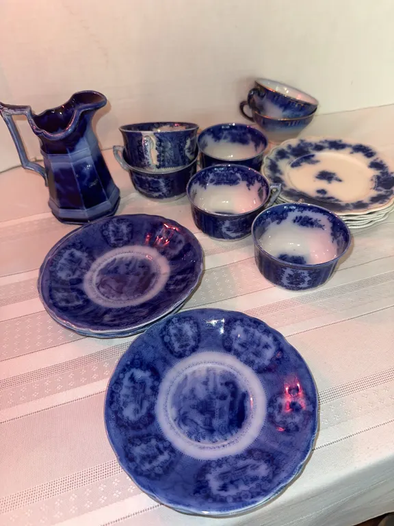 Antique flow blue china