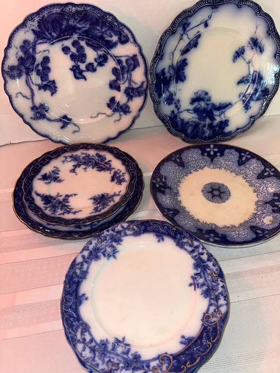 Antique flow blue china