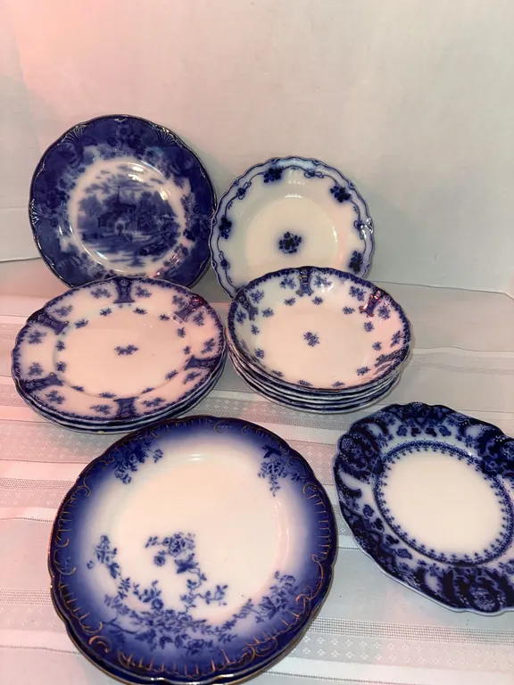 Antique flow blue china