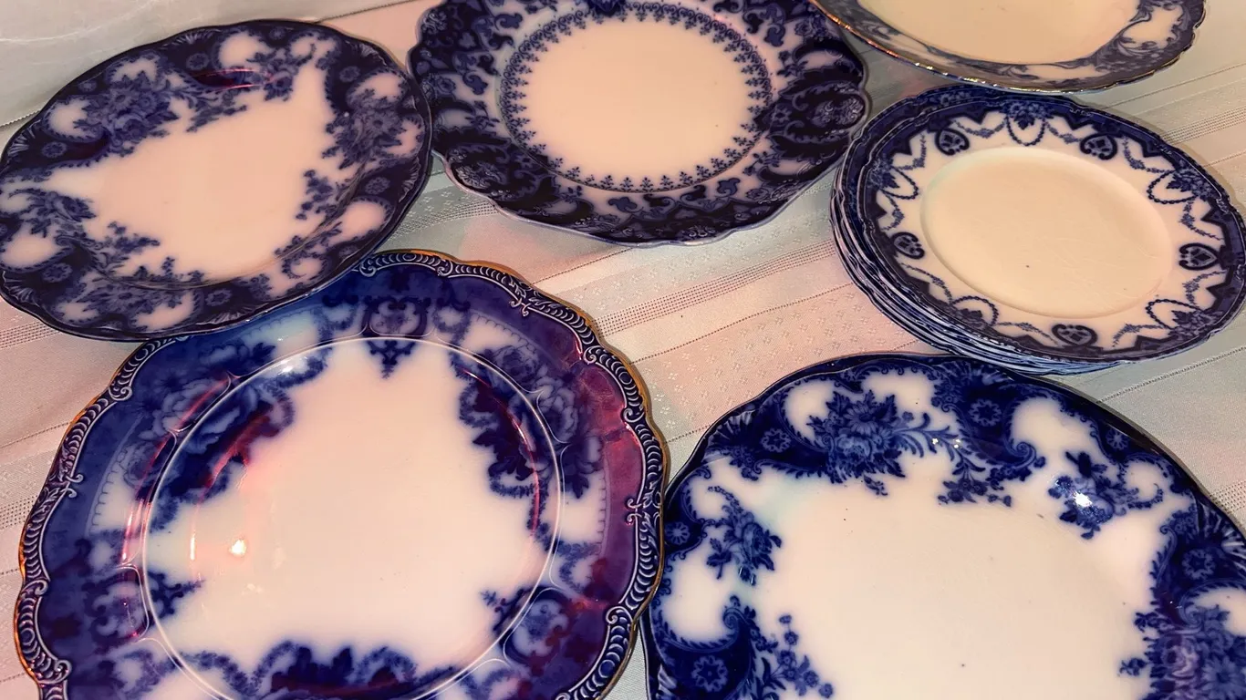 Antique flow blue china.