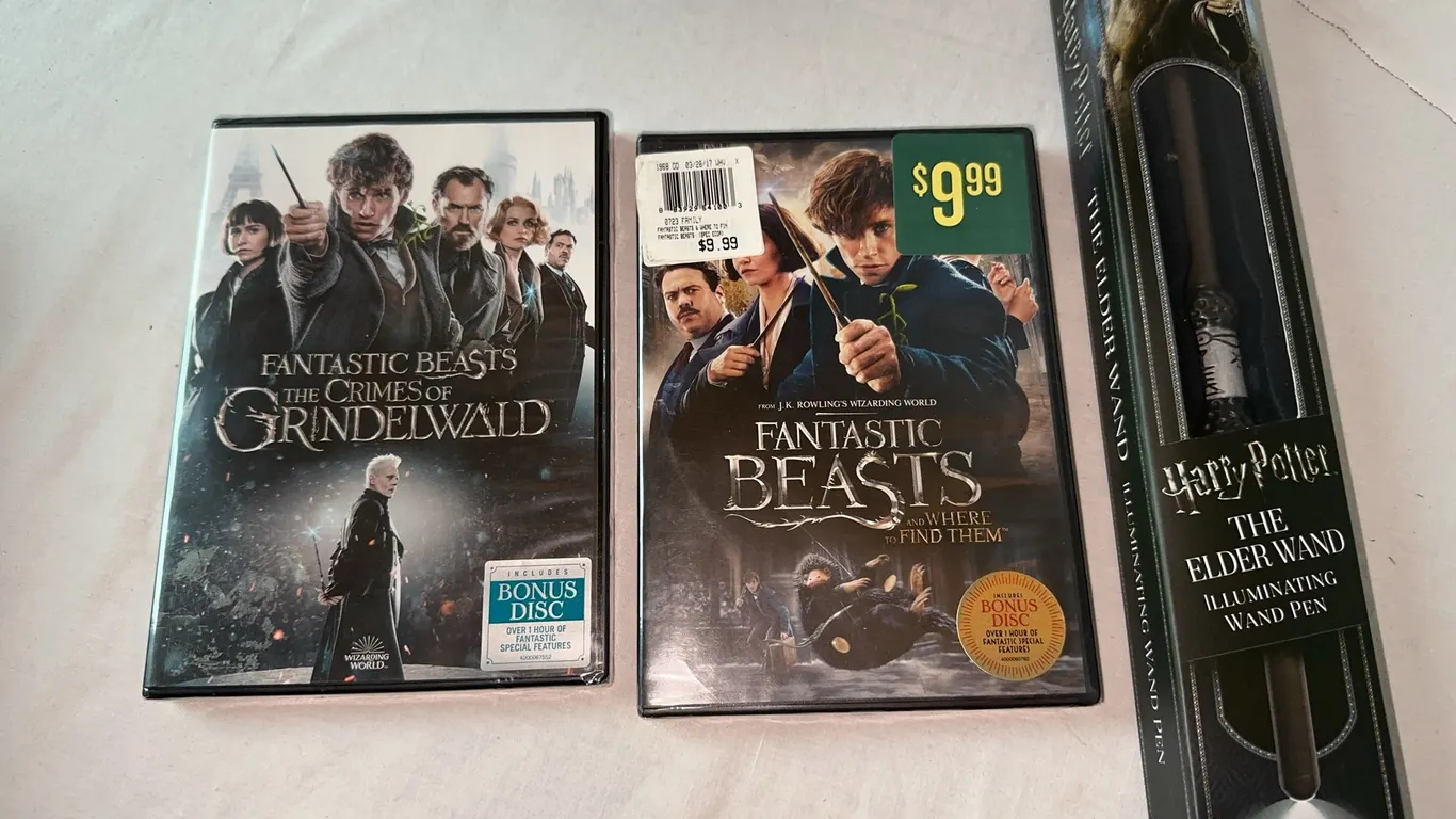 Harry Potter - Elder Wand (opened) + 2 DVD Fantastic Beasts (sealed)