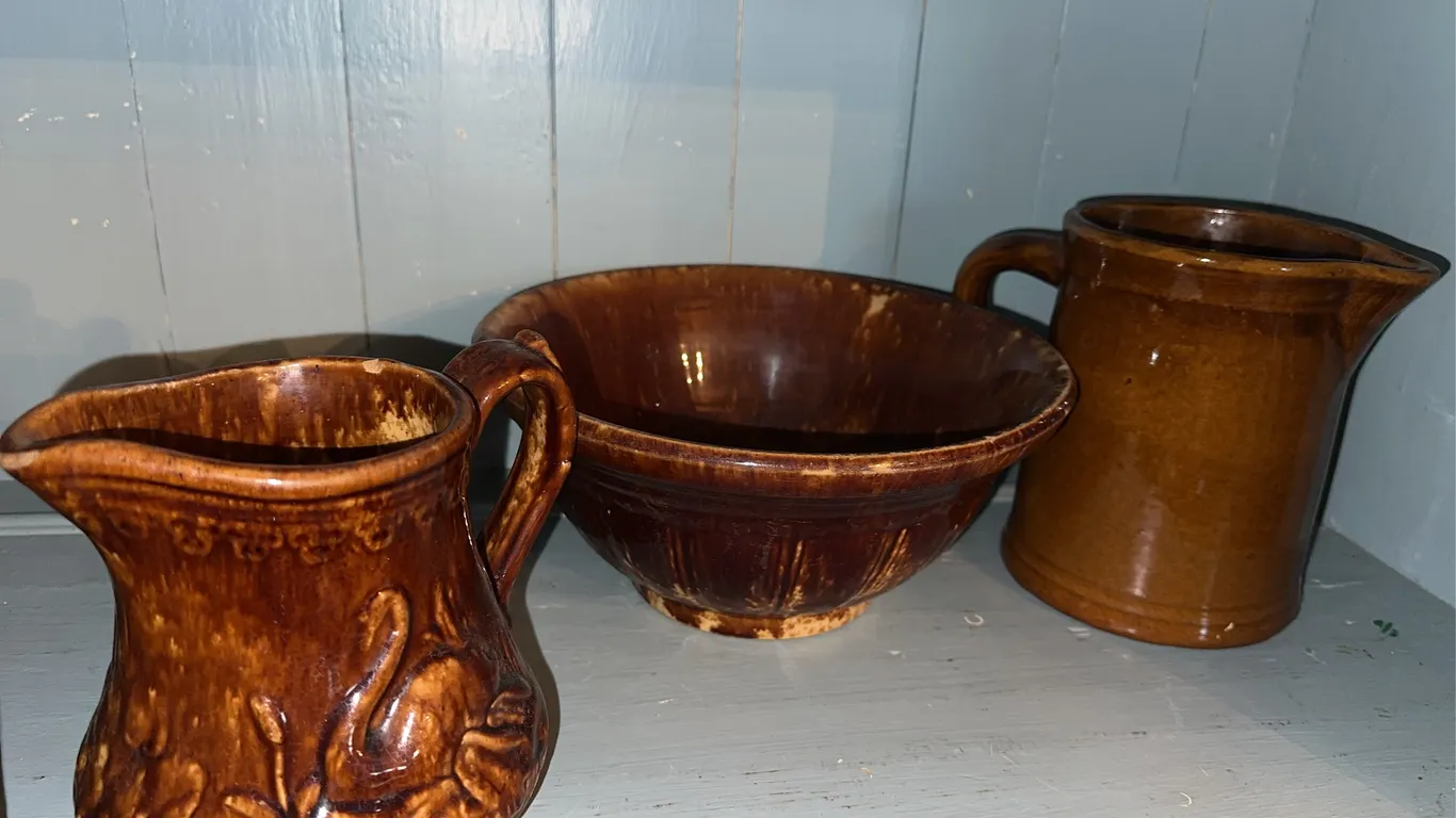 Antique ROCKINGHAM ware pottery, etc.
