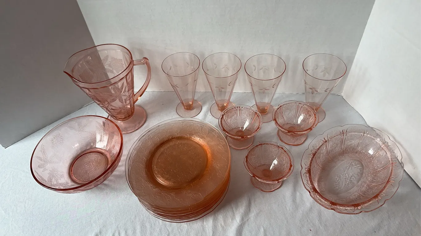 Pink depression glass