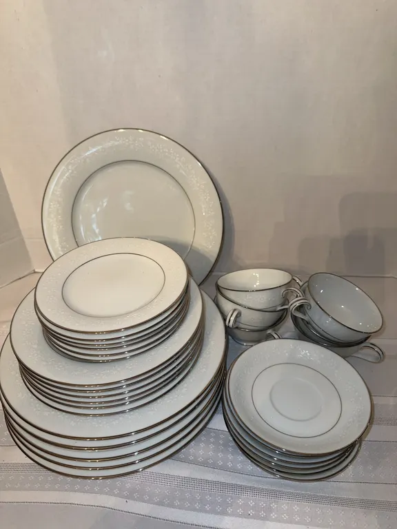Noritake china- Buckingham-platinum trimmed
