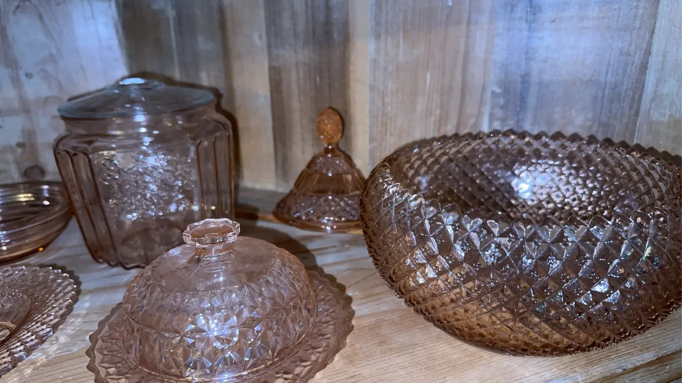 Pink depression glass
