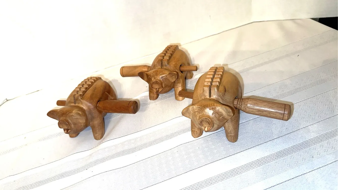 Unusual carved wood percussion instruments – GUIRO