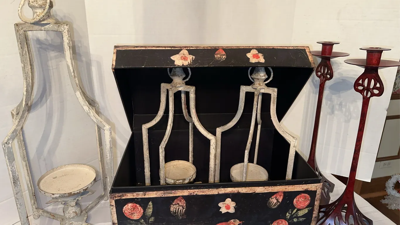 Decorative box and candle holders