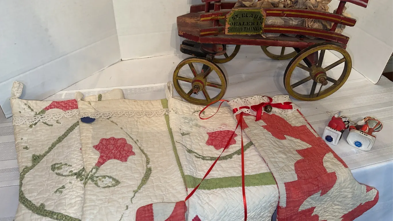 Vintage Christmas stockings, etc.