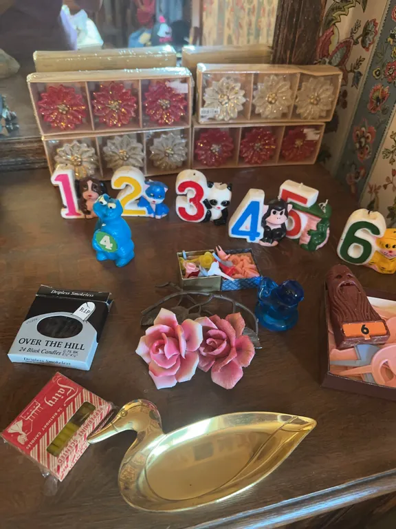 Vintage birthday, candles, etc.