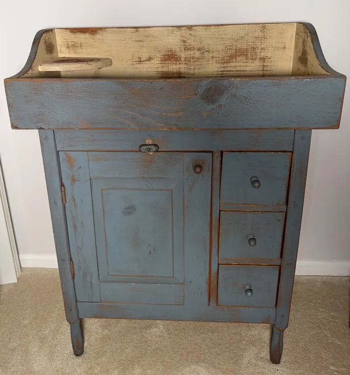 Vintage Primitive Painted Wooden Utility Cabinet with Drawers & Prairie House Antiques