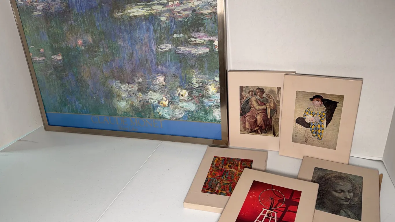 Vintage Time-Life Library of Art Books with Claude Monet Framed Art Print, 5 Volumes