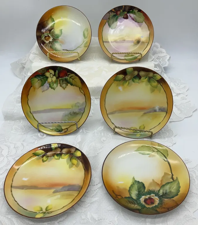 6 Curated Noritake Hand-Painted Dessert Plates