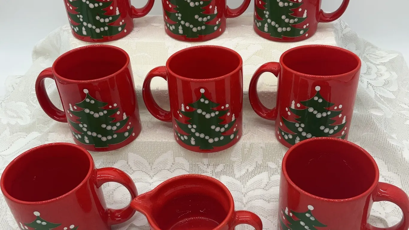 Vintage Ceramic Waechtersbach Holiday Mugs & Cream Pitcher
