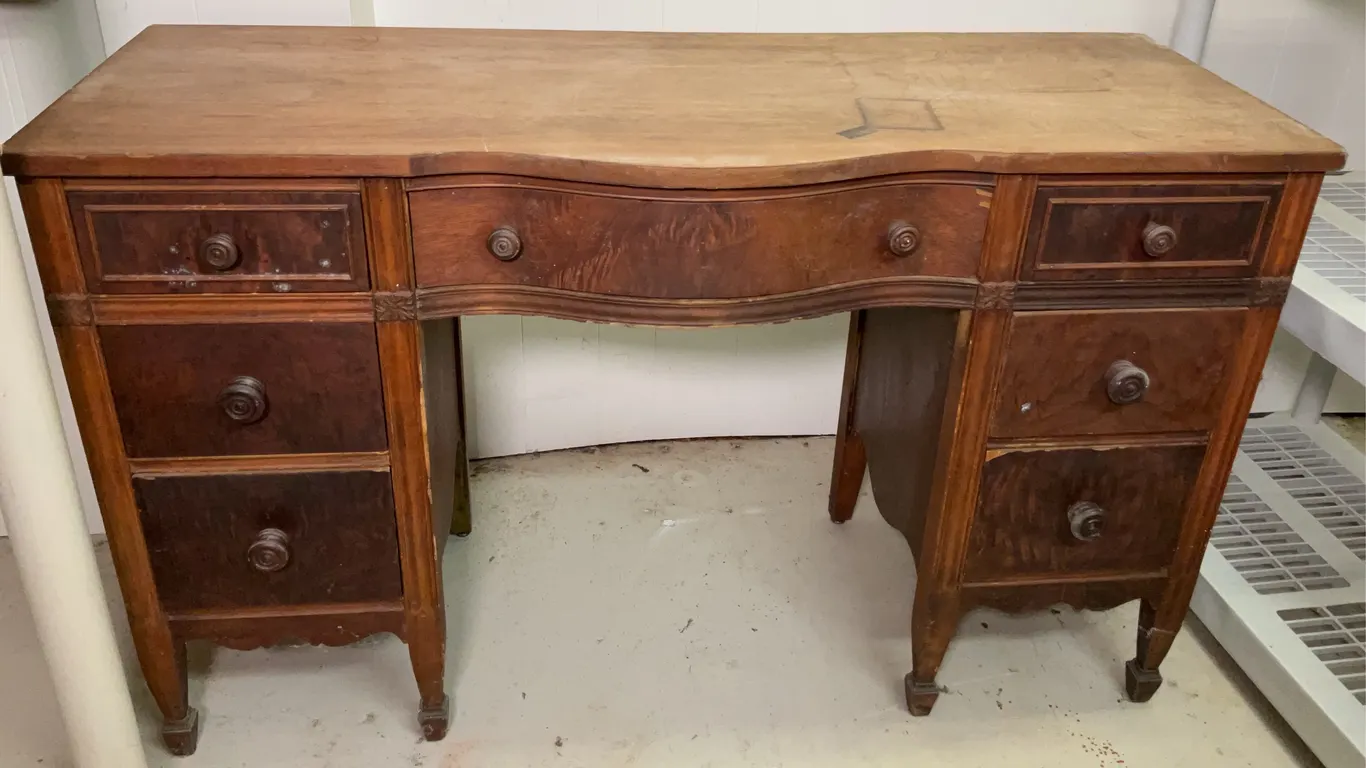 Vintage Kneehole Desk with Cabriole Legs
