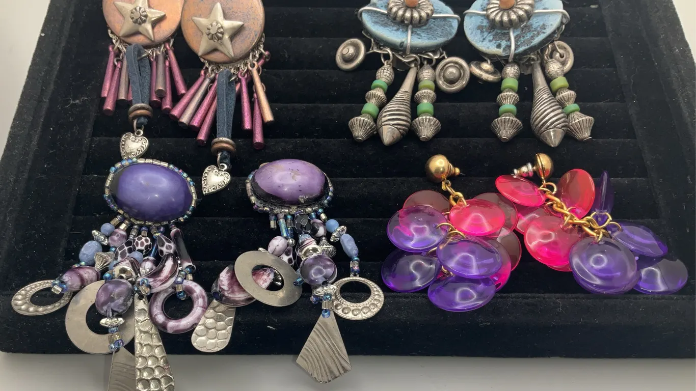 Unique Earrings, 3 Clip Pairs & 1 Pierced Pair