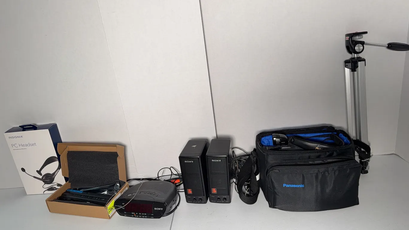 Miscellaneous Electronics, Including Panasonic Video Camera, Sony Speakers, Alarm Clock & More