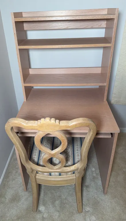 Computer Desk with Hutch & Upholstered Accent Chair