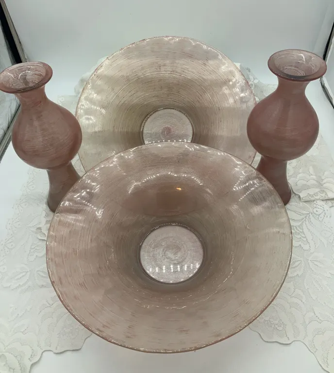 Metallic, Iridescent Mauve Vases & Bowls Made in Spain
