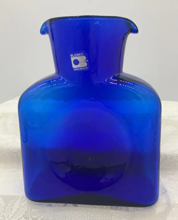 Vintage Handmade Blenko Cobalt Blue Pitcher