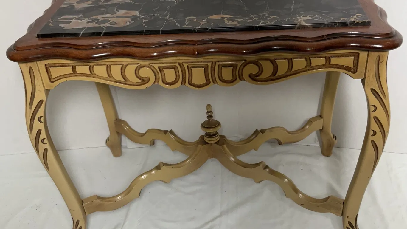 Vintage Louis XV-Style Accent/Console Table with Dark Stone Top