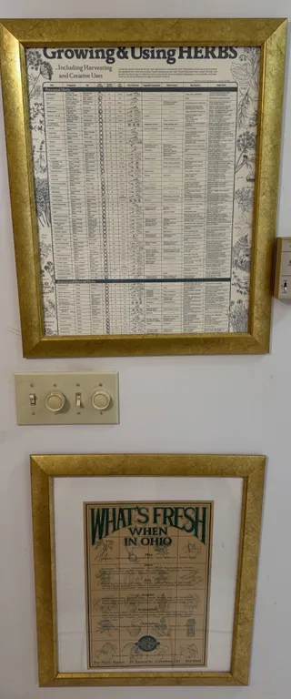 Pair of Framed Kitchen & Garden Reference Prints ,Herbs and Ohio Seasonal Produce