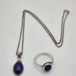 Sterling Silver Lapis Lazuli Pendant Necklace & Ring