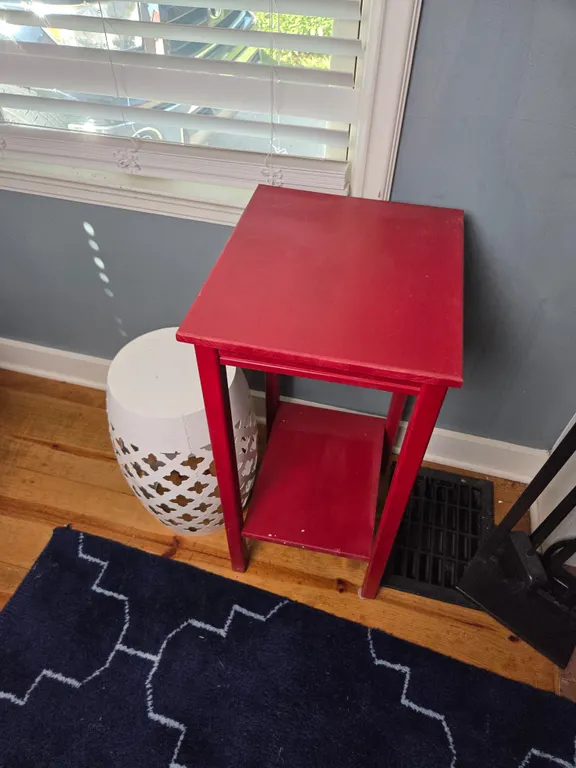 Wood side table and metal stand