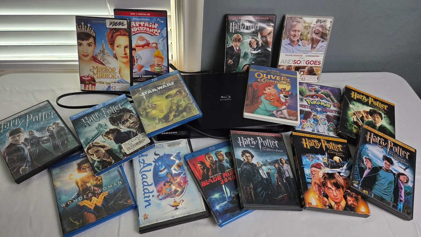 Samsung Blu-ray Disc player with group of movies