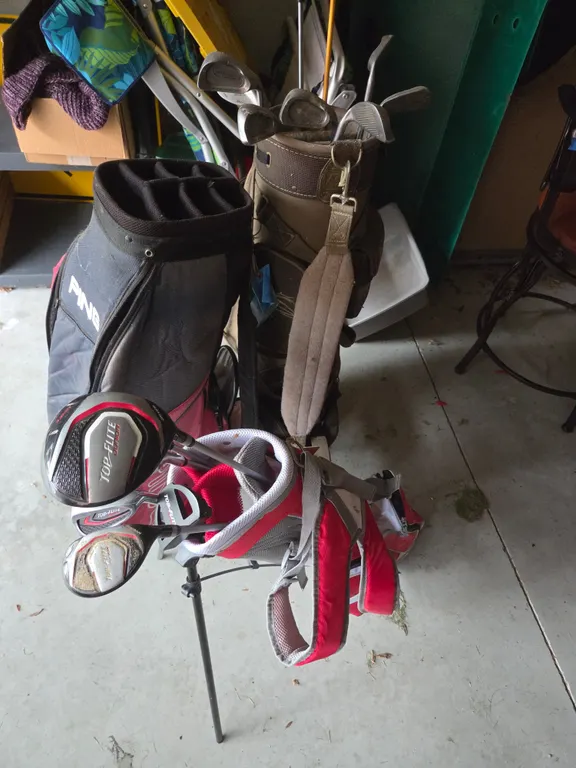 3 Golf Bags and clubs
