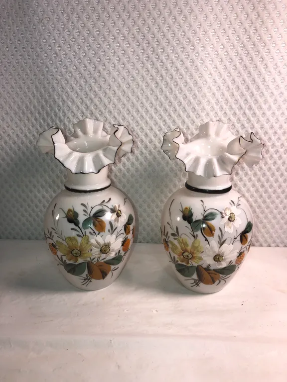 Vintage Hand Blown and Painted Vases