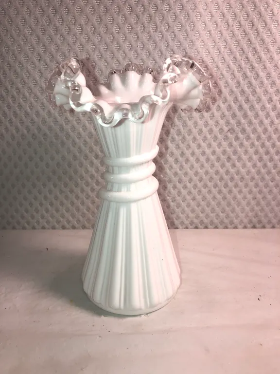 Fenton Silver Crest Milkglass Wheat Pattern Vase