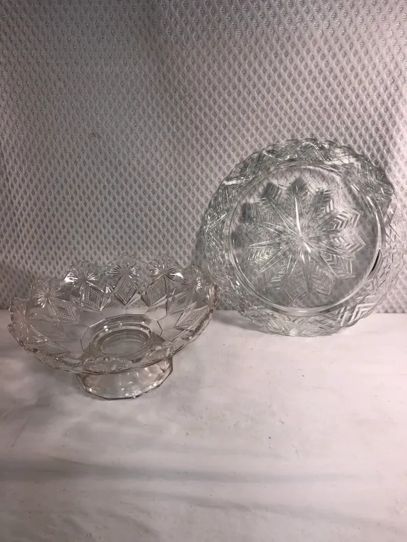 EAPG Footed Bowl and Federal Glass Cake Plate