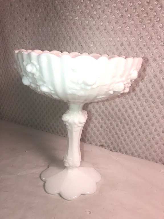 Fenton Cabbage Rose Footed Compote