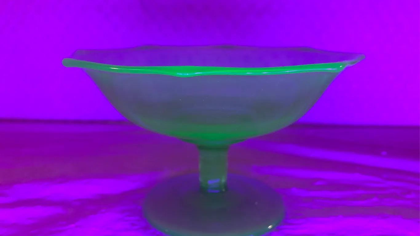 Uranium Footed Pedestal Bowl