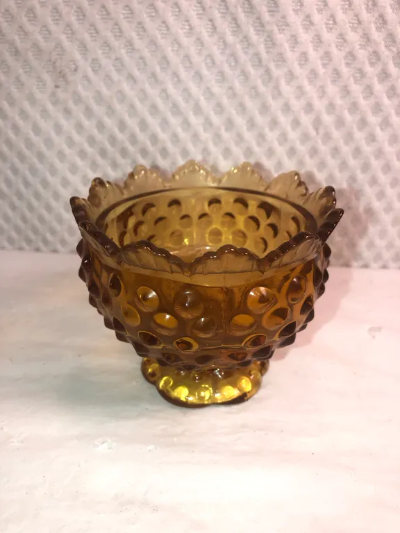 Fenton Amber Hobnail Candle Holder